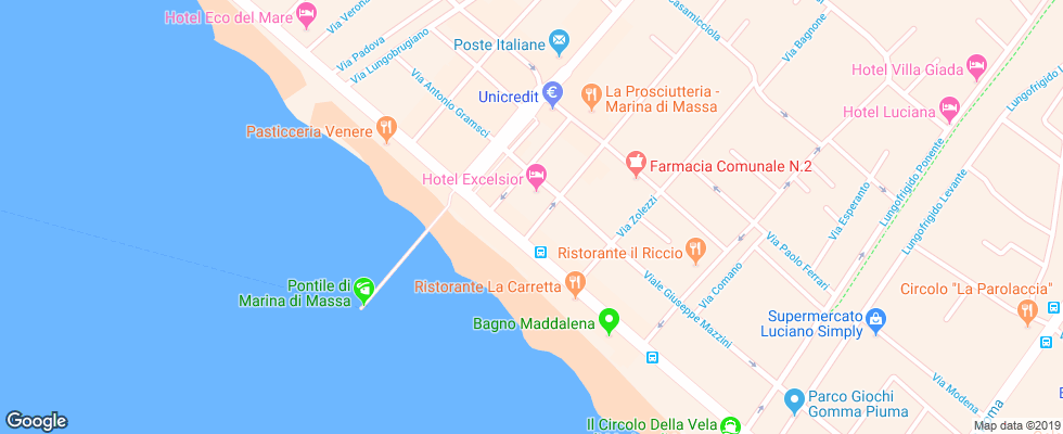 Отель Excelsior Marina Di Massa на карте Италии