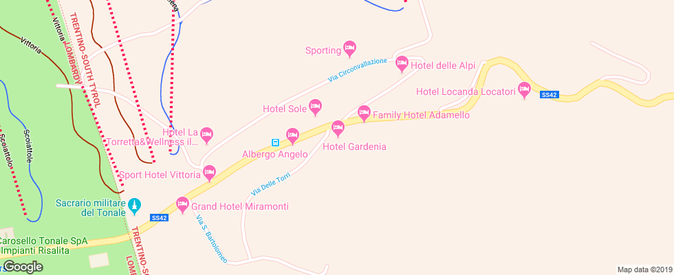 Отель Gardenia Passo Tonale на карте Италии