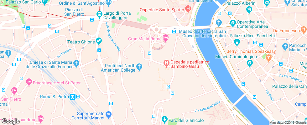 Отель Gran Melia Roma на карте Италии