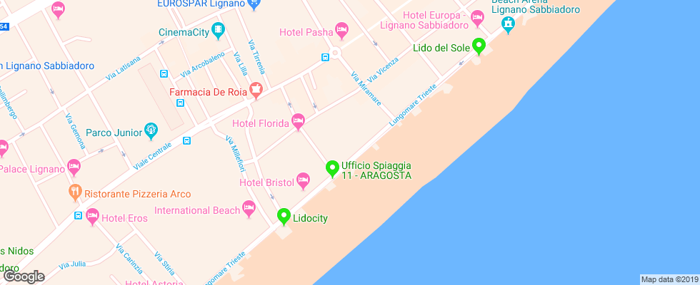 Отель Grand Hotel Playa Lignano на карте Италии