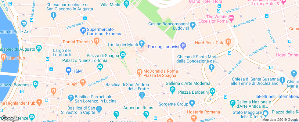 Отель Intercontinental De La Ville Roma на карте Италии