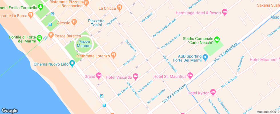 Отель La Pace Forte Dei Marmi на карте Италии