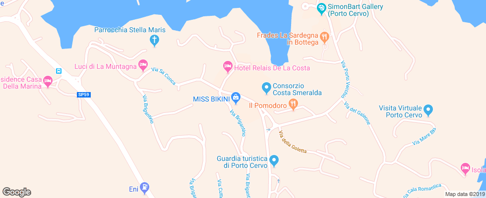 Отель Le Ginestre Porto Cervo на карте Италии