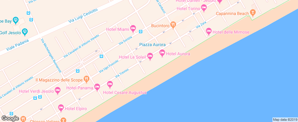 Отель Le Soleil Lido Jesolo на карте Италии