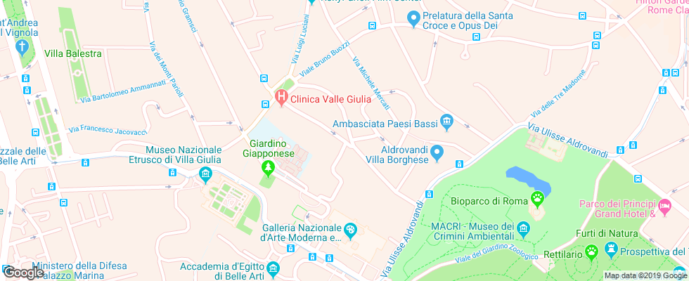 Отель Lord Byron Rome на карте Италии