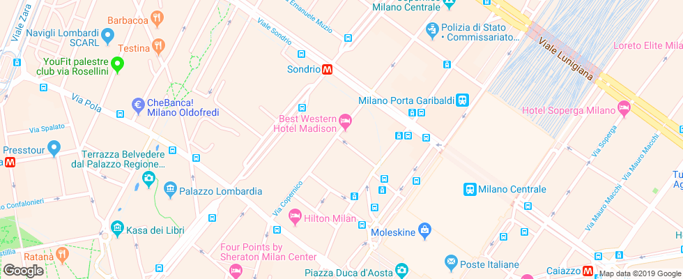 Отель Madison Milano на карте Италии