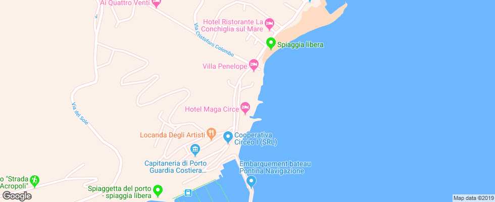 Отель Maga Circe на карте Италии