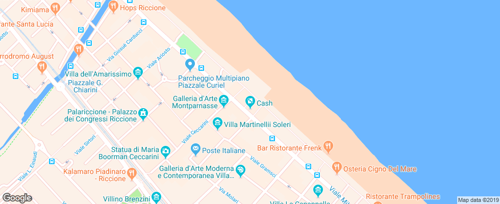 Отель Mediterraneo Riccione на карте Италии