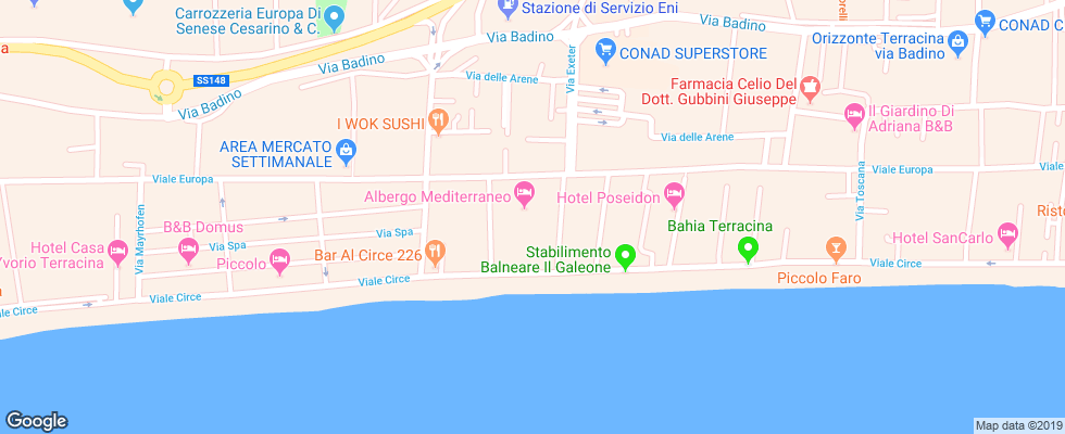 Отель Mediterraneo Terracina на карте Италии