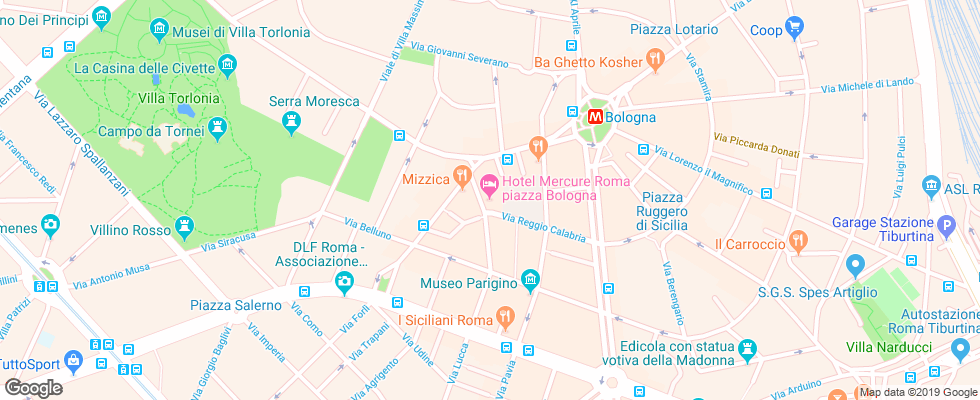 Отель Mercure Roma Piazza Bologna на карте Италии