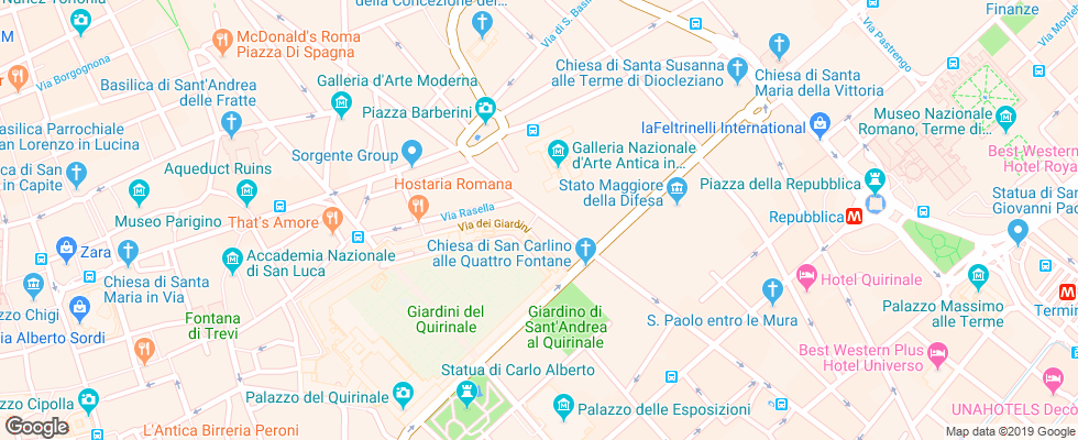Отель Nuovo Quattro Fontane Rome на карте Италии