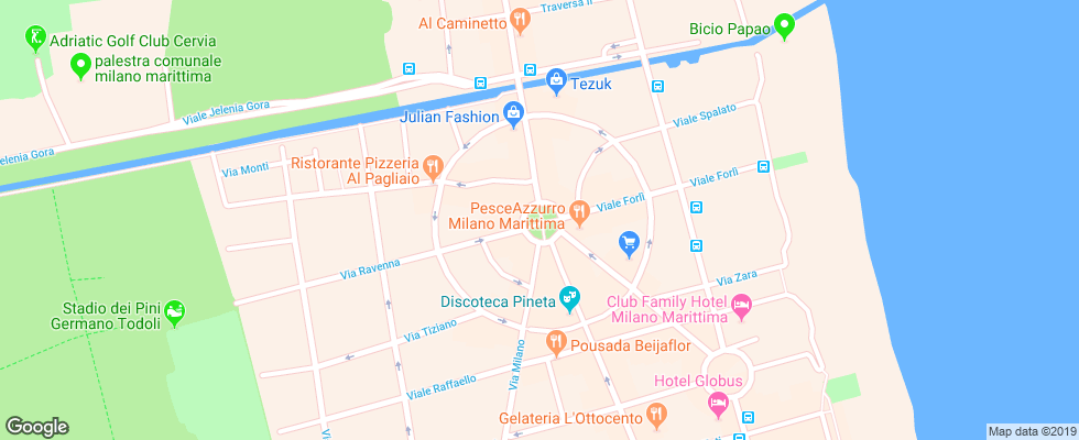 Отель Perla Verde на карте Италии