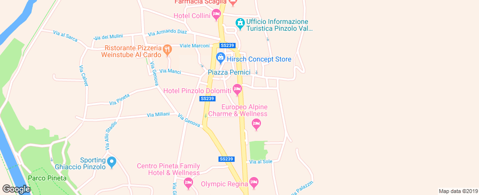 Отель Pinzolo Dolomiti на карте Италии