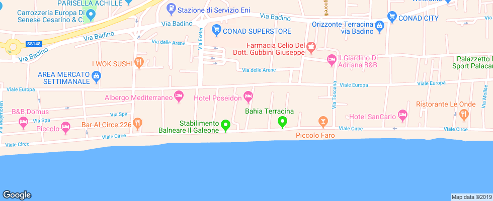 Отель Poseidon Hotel Terracina на карте Италии