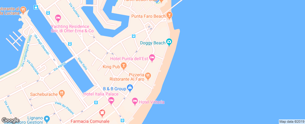 Отель Punta Dellest Lignano на карте Италии