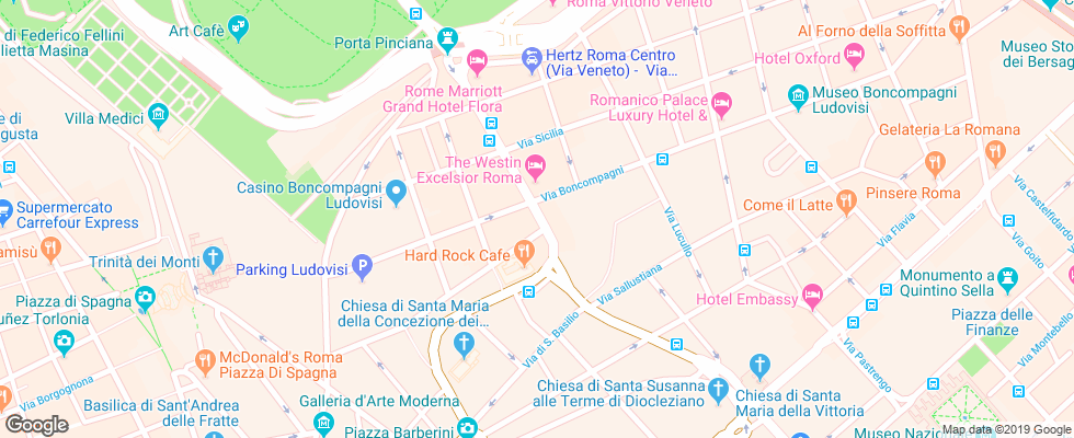 Отель Regina Baglioni Rome на карте Италии