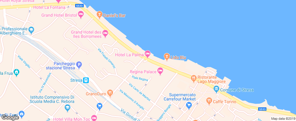 Отель Regina Palace Stresa на карте Италии