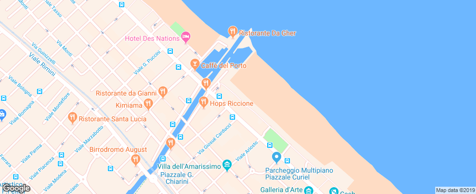 Отель Tiffany's Riccione на карте Италии