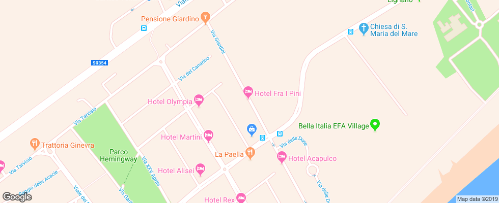 Отель Villa Tra I Pini Lignano на карте Италии