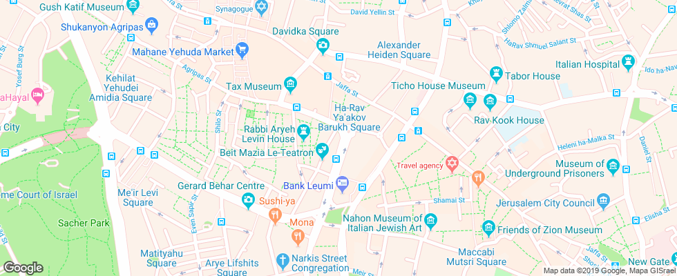 Отель Agripas Boutique на карте Израиля