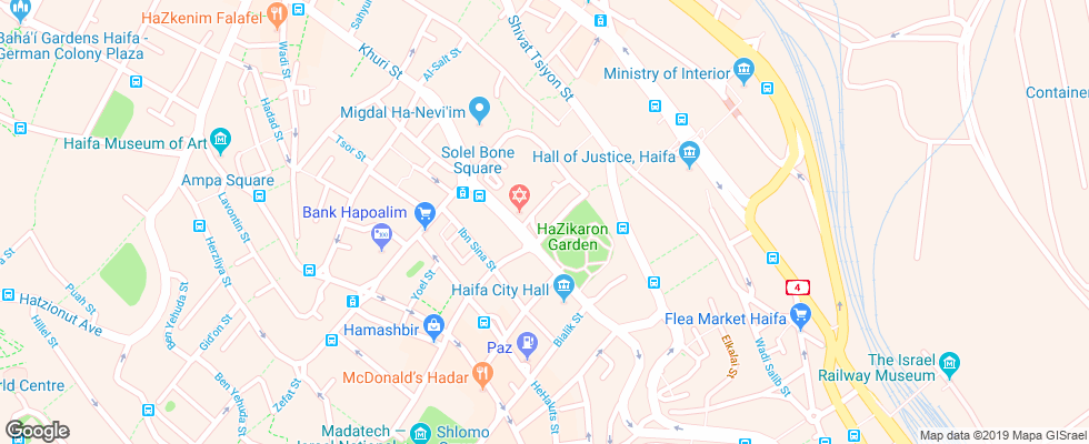 Отель Bay Club Haifa на карте Израиля