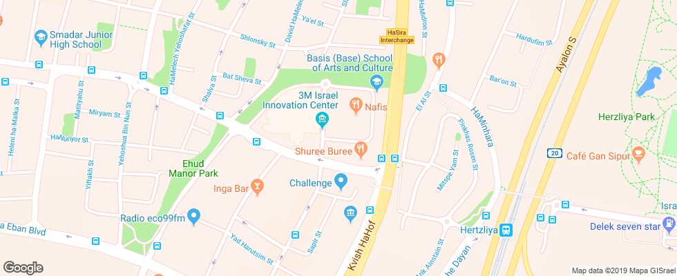 Отель Benjamin Herzelia на карте Израиля