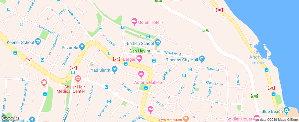 Отель C Hotel Boutique Tiberias на карте Израиля