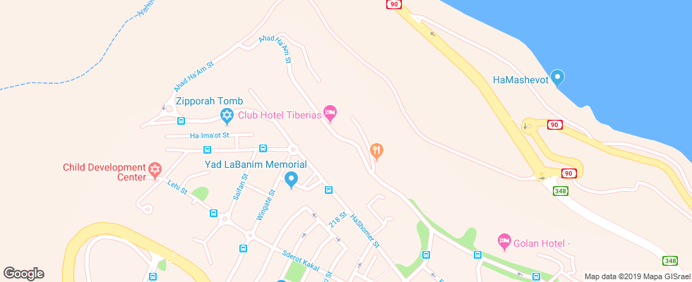 Отель Club Hotel Tiberias на карте Израиля