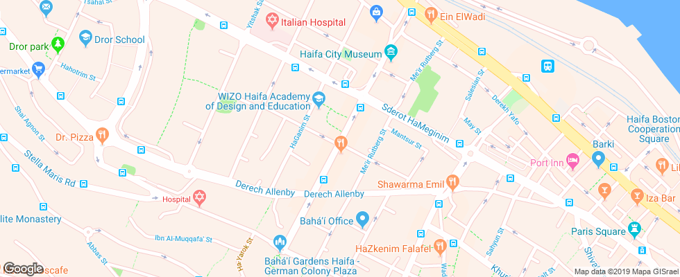 Отель Colony Hotel Haifa на карте Израиля