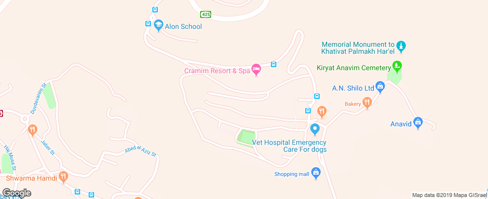 Отель Cramim Resort & Spa на карте Израиля