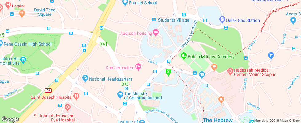 Отель Dan Jerusalem на карте Израиля