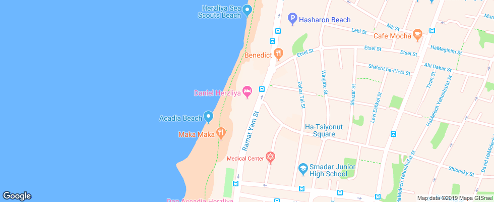 Отель Daniel Herzliya на карте Израиля