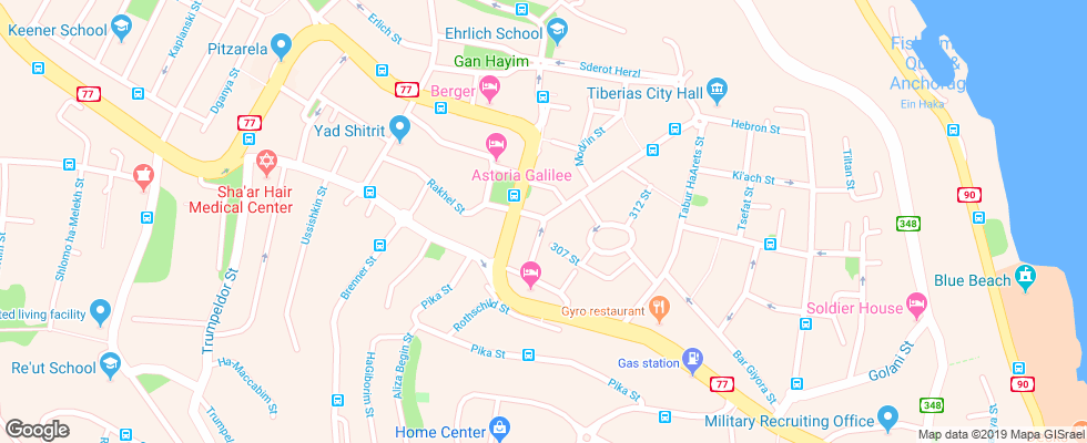 Отель Eden на карте Израиля