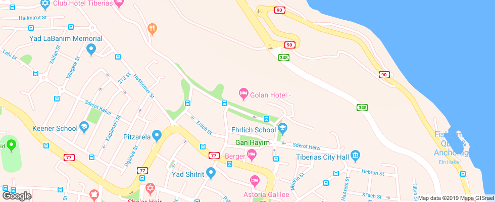 Отель Golan Tiberias Hotel на карте Израиля