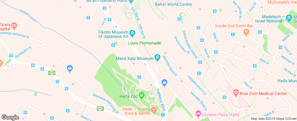 Отель Haifa Bayview на карте Израиля
