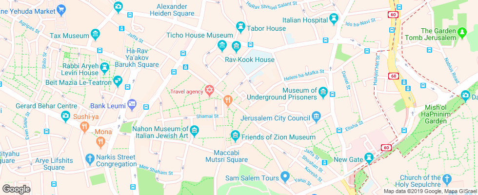 Отель Ibis Jerusalem City Center на карте Израиля