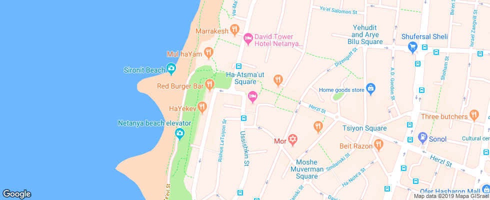 Отель Leonardo Plaza Netanya на карте Израиля