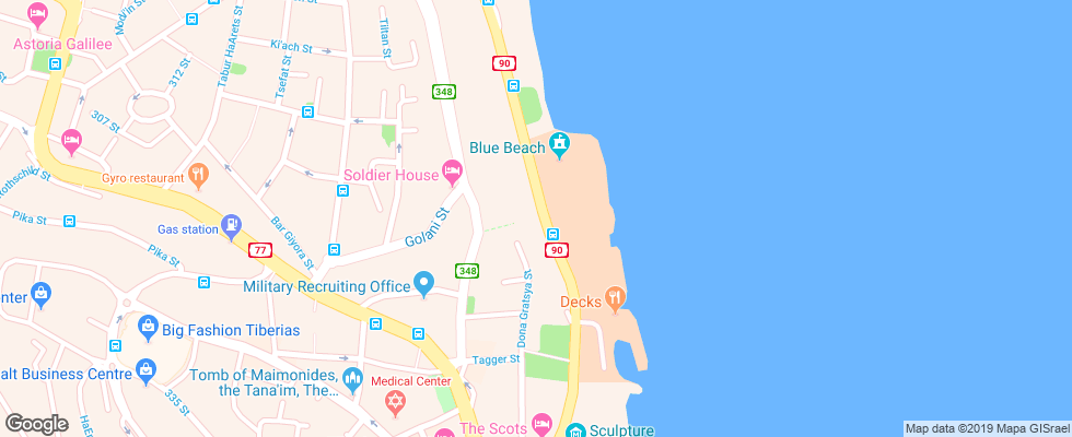 Отель Leonardo Tiberias на карте Израиля