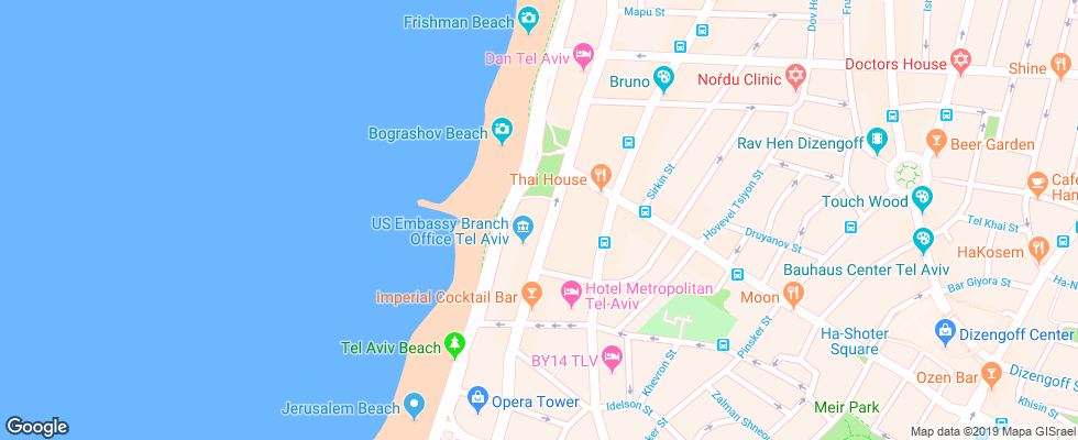 Отель Park Plaza Orchid Hotel Tel Aviv на карте Израиля