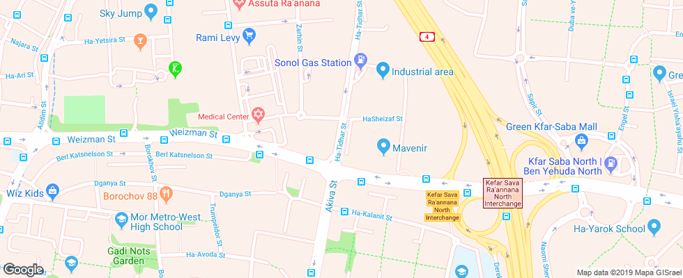 Отель Prima Millennium на карте Израиля