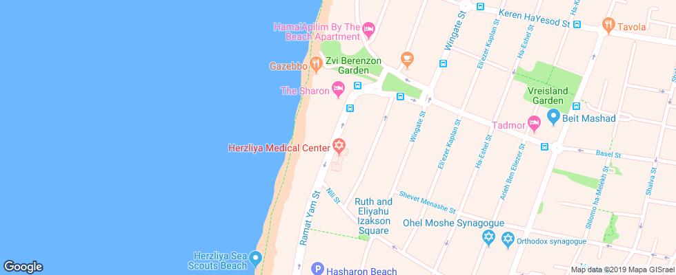 Отель Sharon на карте Израиля