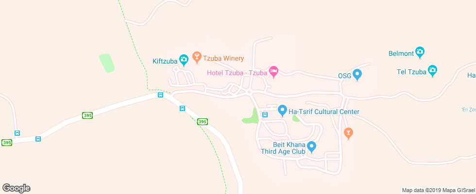 Отель Tzuba на карте Израиля