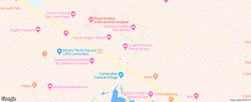 Отель Angkor Miracle Resort & Spa на карте Камбоджи