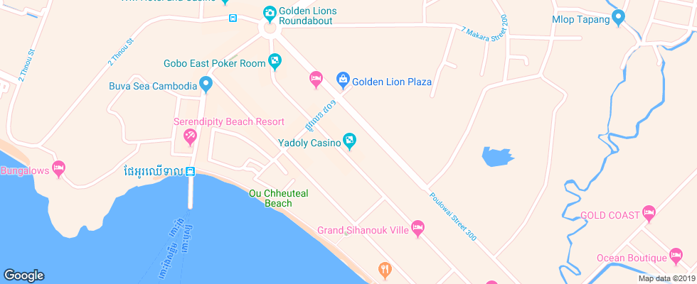 Отель Beach Club Resort на карте Камбоджи