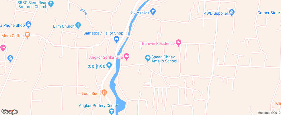 Отель Bunwin Plantation на карте Камбоджи