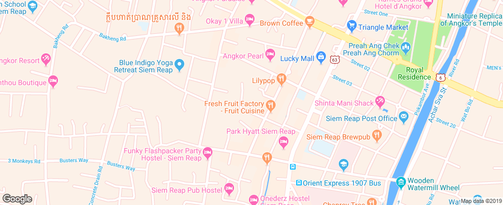 Отель Central Boutique Angkor на карте Камбоджи