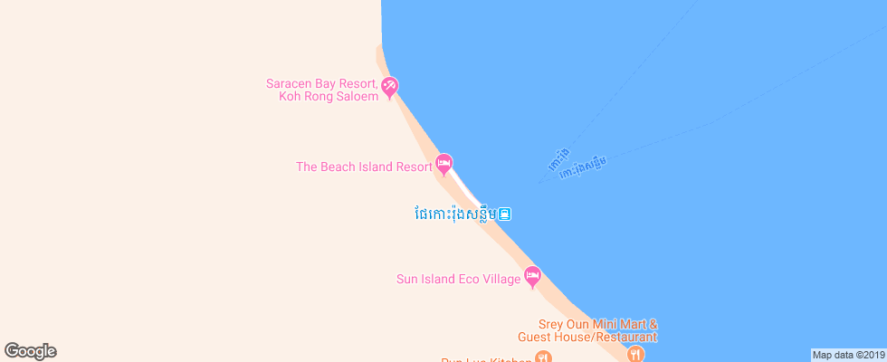 Отель The Beach Island Resort на карте Камбоджи