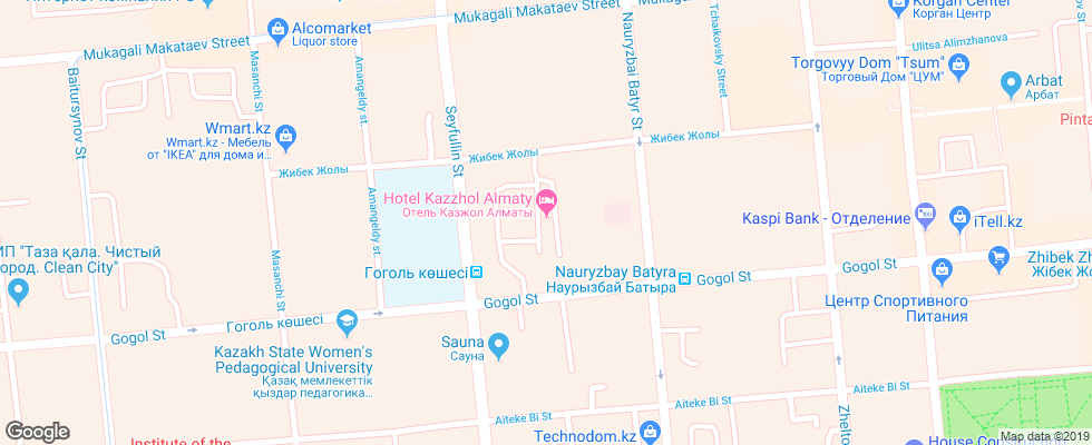 Отель Kazzhol Hotel на карте Казахстана