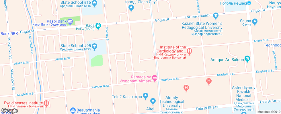 Отель Ramada Almaty на карте Казахстана