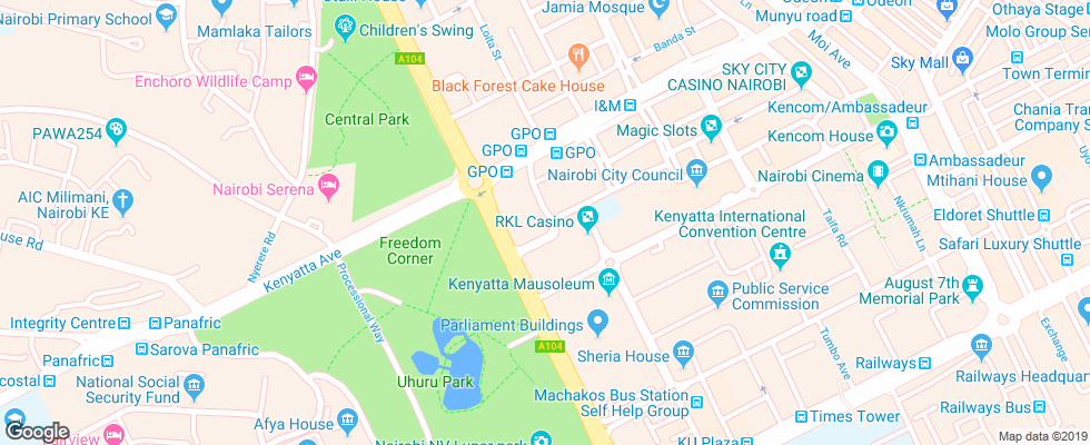 Отель Intercontinental Nairobi на карте Кении